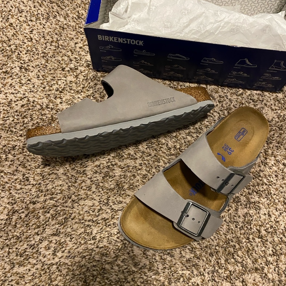 Birkenstock Light Gray Double Strap Sandals - Picture 2 of 6